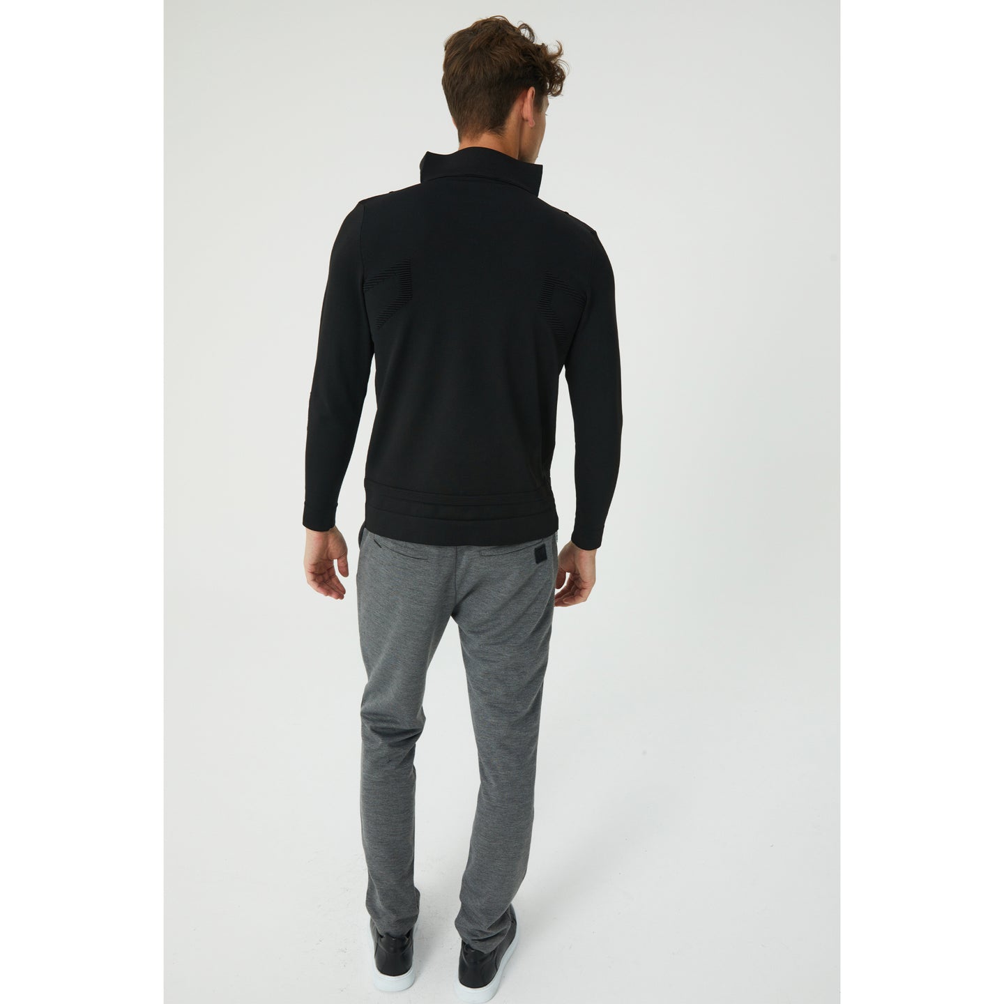 Black Patterned Half-Zip Sweater